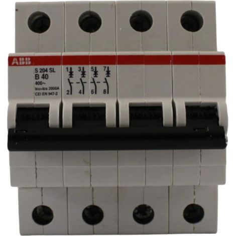 Interruttore magnetotermico 4 poli 4 moduli 6kA curva B 40A  ABB