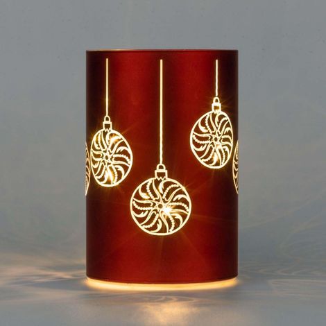 17cm Christmas Decorated Vase Led Red Glass Vase / Baubles (1/3)