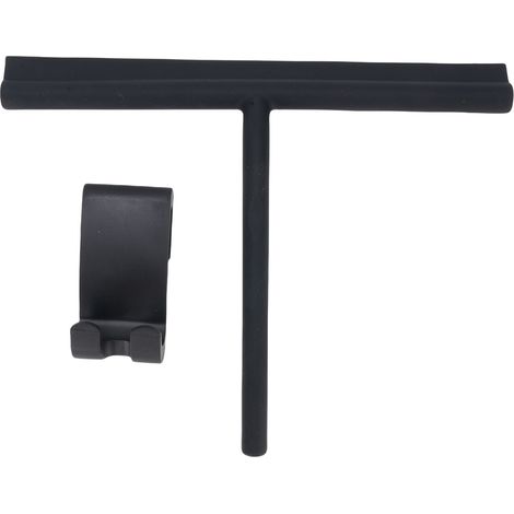 Raclette Vitre Haute Efficacité Gain de Temps Silicone Douche – Crochet Verre Salle de Bain Miroir Carrelage, Noir L (1/5)
