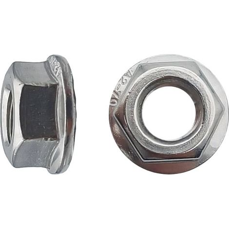 100 Ecrous à Embase Crantée M12 mm - DIN 6923 - Inox A2 - D-Work