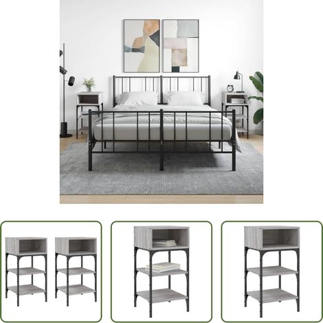Nachttische - Nachttische 2 Stk. Grau Sonoma 35x34,5x70 cm Holzwerkstoff (1/5)