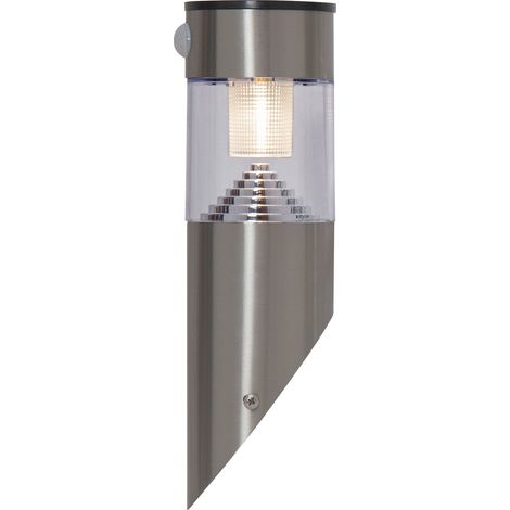 Solar Wandleuchte ,Marbella' für außen, Edelstahl, Lichtsensor + Bewegungsmelder, 2 Helligkeitsstufen, H 29cm (1/5)