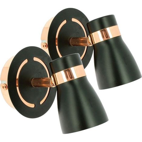 Set di 2 applique HAMPTON GU10 nero opaco oro rosa