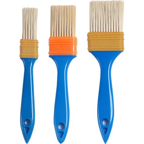 Lot de 3 pinceaux plats - Largeur : 1/1,5/2,0" - Lot de pinceaux de peinture - Pinceaux de peinture murale - Avec manche en plastique - Pour peinture de peinture, clôture, décoration (25/35/45 mm)