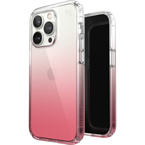 Speck Presidio Perfect-Clear + Ombre - Custodia per iPhone 14 Pro con rivestimento Microban (Trasparente / Rosa Vintage Sfumato) (1/5)