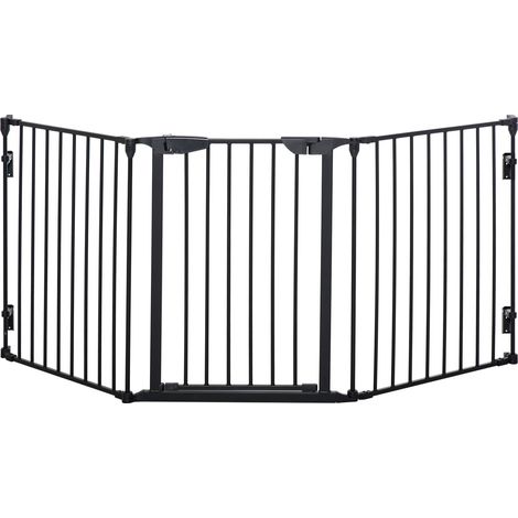 Cancellino per Cani Taglia Piccola e Media Pieghevole a 3 Pannelli 180x3x74,5 cm in Metallo e Plastica Nero
