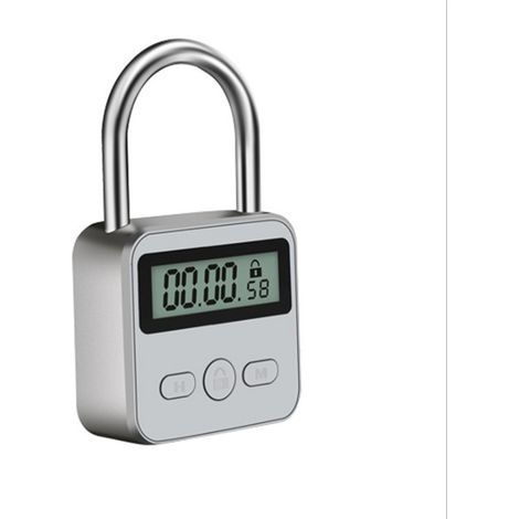 Brynnl Smart Time Lock, 99-Stunden-Synchronisierungsschloss mit LCD-Bildschirm, USB-wiederaufladbares Sicherheitsschloss, robustes elektronisches Metall-Zeitschaltuhrschloss (Silber)