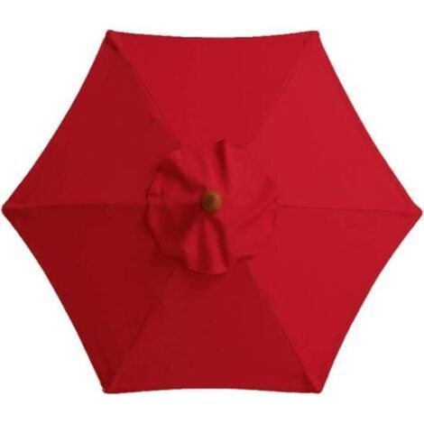 – Housse de Rechange pour Parasol de Table de marché, Table et Parasol - 6 Baleines - 3 m - Imperméable - Anti-Ultraviolet - Rouge (1/4)