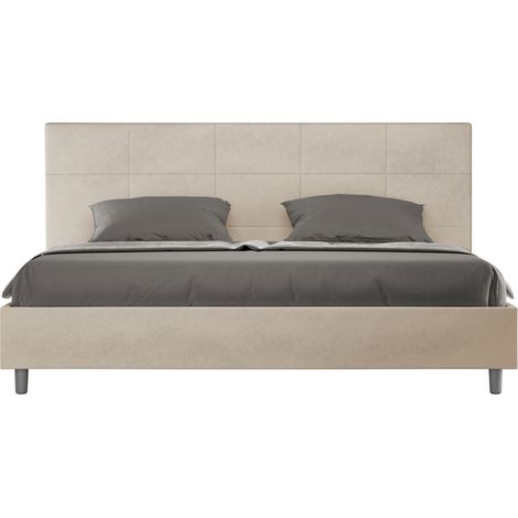Letto Matrimoniale King Size 180x200 cm Senza Rete Imbottito in Microfibra Mika Sabbia (1/5)