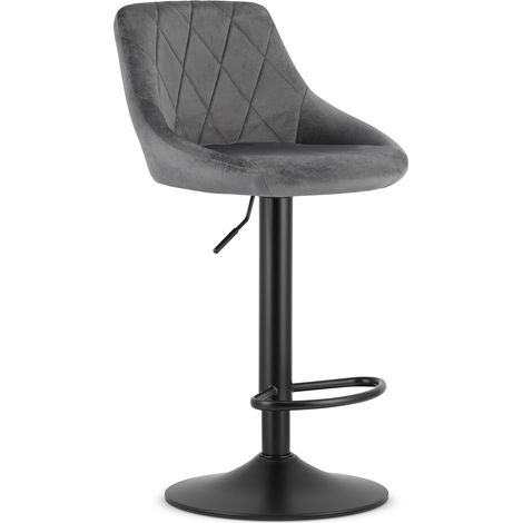 Kast-Hocker – grauer Samt / schwarzes Gestell (1/5)