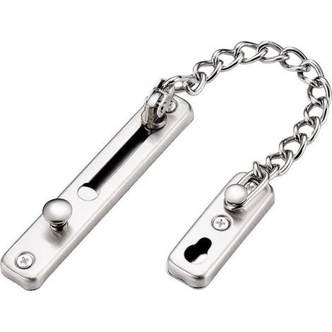 Cadena para puerta, Cerradura de seguridad con cadena para puerta, Acero inoxidable, Pestillo antirrobo, Con tornillos, Plateado (1/5)