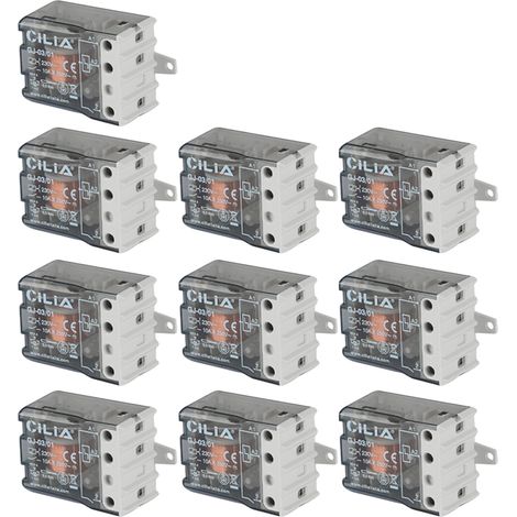Lot de 10 Télérupteur Encastrable CILIA 230V 10A Relais Électromécanique Unipolaire 1 NO Compatible avec Finder 27.01 Pour Commande d'Éclairage