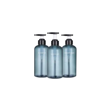 Set mit 3 wiederbefüllbaren 500-ml-Flaschen für Shampoo, Duschgel und Waschmittel (blau) (1/5)