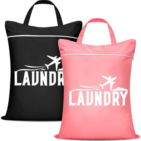 Lot de 2 sacs à linge larges, lavables, imperméables et pliables pour vêtements sales ou mouillés, maillots, sport, piscine, yoga (n