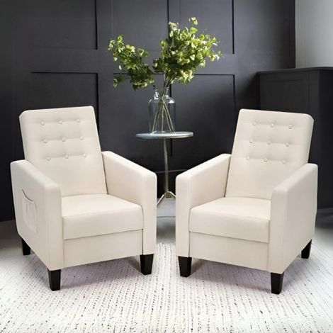 Poltrona recliner con massaggio tessuto beige - Malea (1/4)