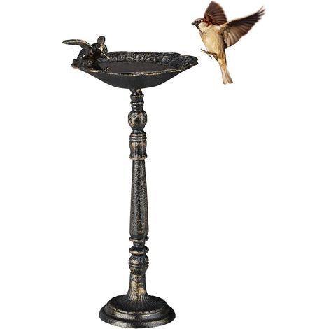 Vogelfutterhaus, Gusseisen, Blumenmuster, Vintage-Sockel, Garten, Terrasse, Bronze, 40 cm (1/5)