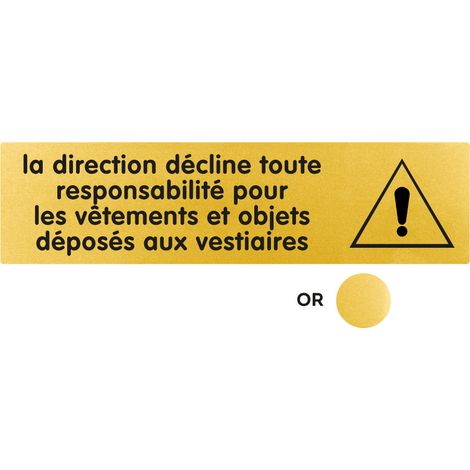 Plaque de porte La direction décline toute responsabilité - Classique or 170x45mm - 4490762