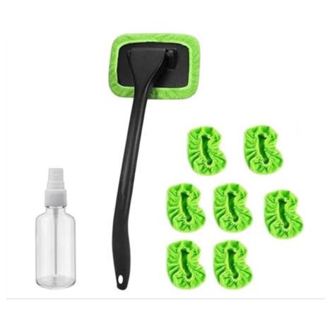 QORVA-Outil de nettoyage de pare-brise de voiture, kit de nettoyage de vitres en microfibre avec 7 tampons réutilisables, raclette rotative et lave-vitres intérieur pour un nettoyage intérieur facile. (1/5)