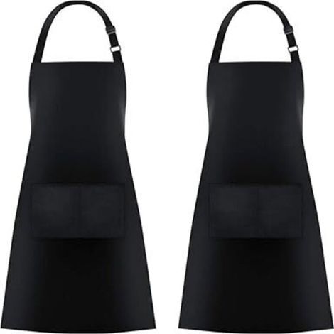 Set mit 2 Küchenschürzen mit je 2 Taschen für Damen und Herren (1/4)