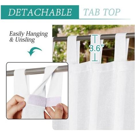 2-teiliger, pflegeleichter, wasserdichter Outdoor-Vorhang in Leinenoptik, winddicht, weich und dick, ideal für Terrasse und Pavillon, 132 x 213 cm, Beige (1/4)