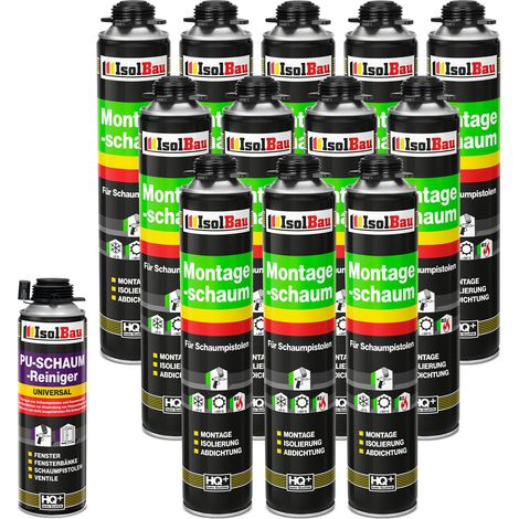 Pistolenschaum Bauschaum Montageschaum 12 x 750ml + 1 x PU-Reiniger 500ml Set (1/5)