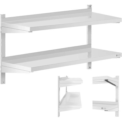 Estantería de pared doble ajustable para hostelería, de acero, 100 x 40 cm. (1/4)