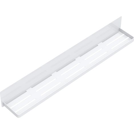 doporro Mensola da Parete in Metallo Bianco Opaco, Ripiano Salvaspazio per Bagno e Cucina, Portaoggetti Moderno Senza Foratura Reglo-01 (1/5)