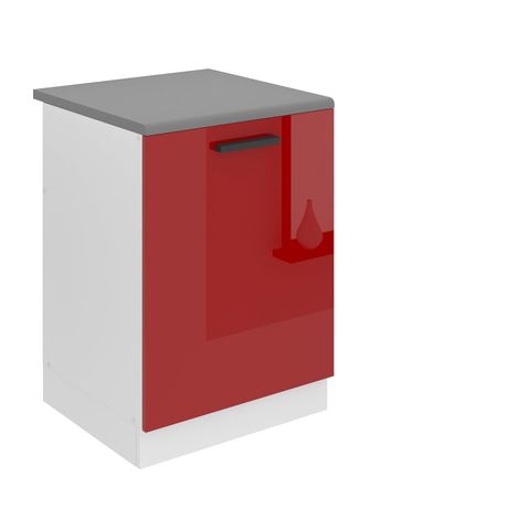 BELINI Meuble Cuisine Bas avec Plan de Travail SDZ I Meubles de Cuisine - Taille: 51,6 x 60 x 85 cm I Meuble sous Evier - 1 Porte I Couleur : Rouge très Brillant (1/5)