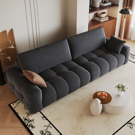 Canapé convertible 4 places canapé de salon moderne en tissu gris 260x105x86 cm (1/5)