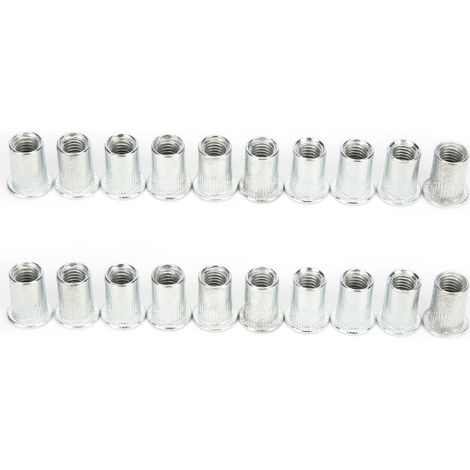 Kit de 20 écrous à sertir M8x10 en alliage d'aluminium à tête plate standard - Outil de fixation (1/5)