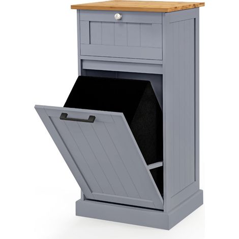 Armoire à linge avec panier inclinable 40 x 37 x 82 cm rangement sécurisé moderne en MDF gris