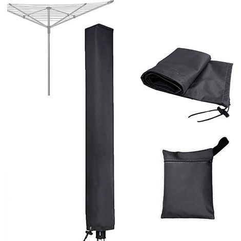 Housse de protection pour étendoir à linge extérieur - noire 600D + revêtement PVC 16 x 16 x 180 cm (1/5)