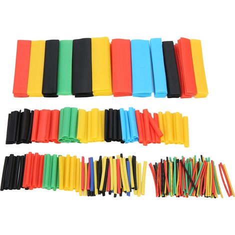 Kit 328 pièces gaines thermorétractables polyoléfine multicolores, manchons câble rétractables 2:1, assortiment protection fils électriques. (1/5)
