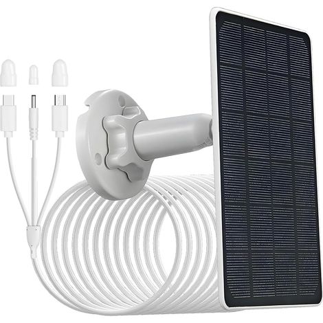 Panneau solaire 5V/3W pour caméra de sécurité avec connecteurs micorUSB/Type-C/DC3513,étanche IP65,câble de charge de 3m,compatible avec Reolink argus3/3pro/pt altru/2E/eco/pro/pt 2k/go (1/5)