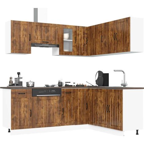 11-tlg. Küchenschrank-Set Kalmar Räuchereiche Holzwerkstoff