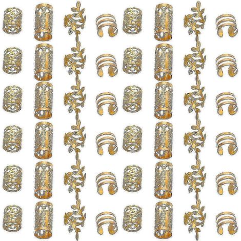 40 anneaux de cheveux vikings creux pour tresses, bijoux de cheveux pour femmes et hommes, extensions de cheveux (1/4)
