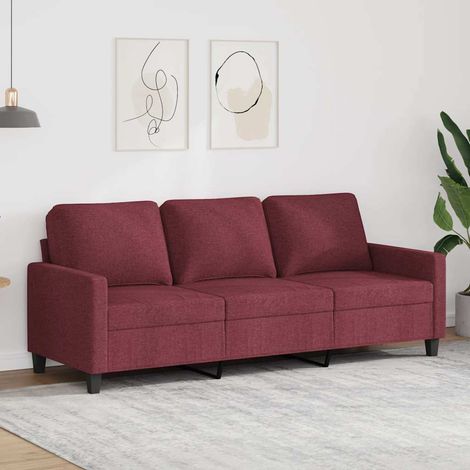 Sofá de 3 plazas de tela rojo tinto 180 cm
