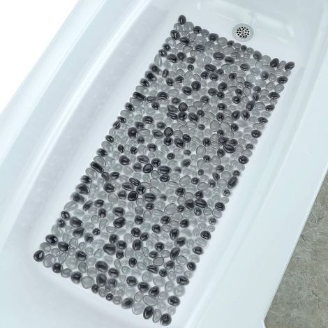 pair Motif Galets de rivière,Tapis de Bain Gris foncé Extra Long Effet Galets, idéal pour Les Pieds fatigués, Aide à prévenir Les glissades (1/3)