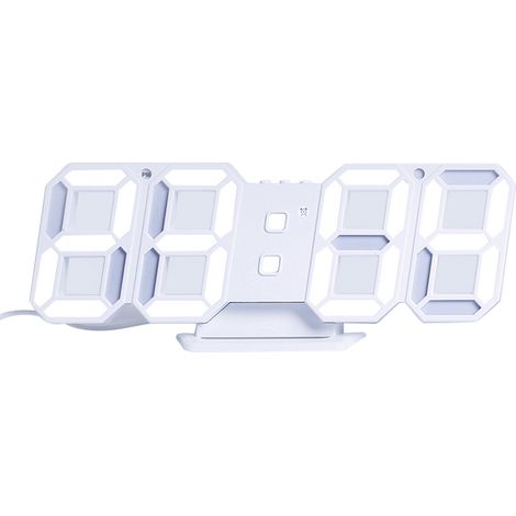 Reloj digital LED 3D, reloj de mesa electrónico, reloj despertador de pared con luz, relojes colgantes, blanco