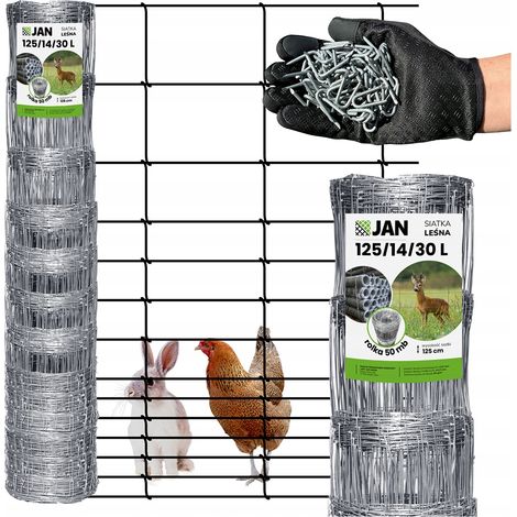 Grillage forestier 125/14/30 L 50 m ÉPAISSEUR GRATUITE pour poules, lièvres et moutons