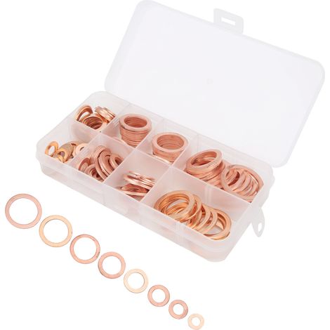 Kit de 120 rondelles professionnelles en cuivre rouge, joints métalliques et pièces de fixation (1/5)