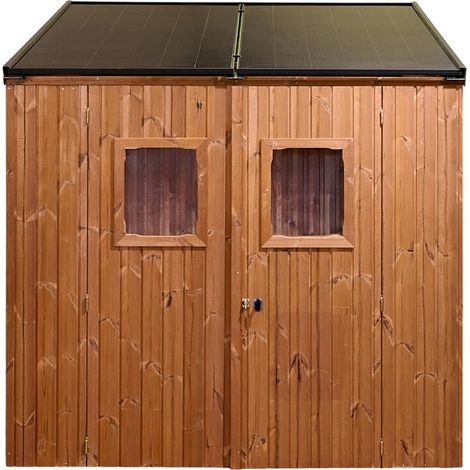 HABRITA Abri de jardin bois thermochauffé monopente 4,48 m² - bardage 19 mm - kit photovoltaïque 1 kWc