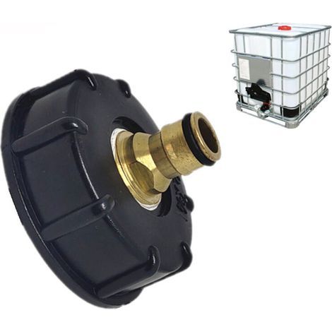 Raccord cuve eau S60X6 - Embout arrosage jardin (anneau plat - tétine en laiton à 6 pointes) (1/3)