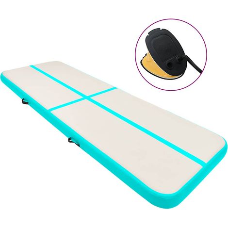 Aufblasbare Gymnastikmatte mit Pumpe 500x100x20 cm PVC Grün