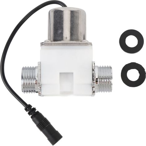 Robinet Solenoid Pulse Électrique G1/2, Robinet Électrique pour Contrôle Automatique, Plastique et Inox, 160g, Avec 2 Rondelles (1/4)