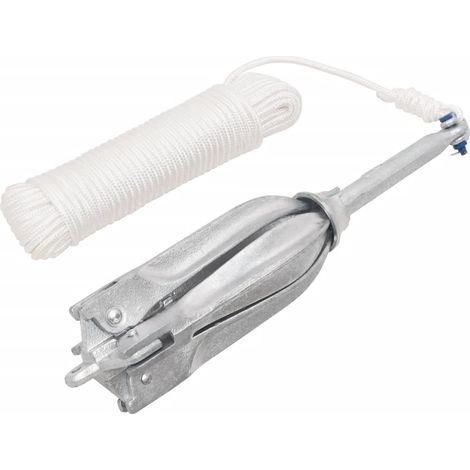 vidaXL Ancre pliable avec corde argenté 10 kg fonte galvanisée à chaud