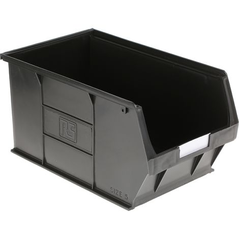 Bac de rangement RS PRO Noir en PP, 182mm x 205mm x 350mm ( Prix pour Paquet de 10 ) (1/3)
