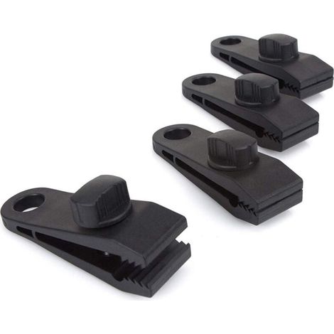 4 Pcs Pinces De Bache-Coupe-Vent Robuste pour Auvent,Poignée pour Pince-Accessoires De Pince De Tente pour Camping,Baches,Caravane,Toile D'Ombre De Jardin,Noir (1/4)