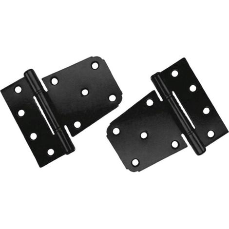 Lot de 2 piezas Charnière Porte Lourde, Charnières en Acier au Carbone Noir, Charnières de Porte Plates pour Abri de Jardin, Grange, Clôture en Bois (Vis Incluses) (Noir) (1/4)