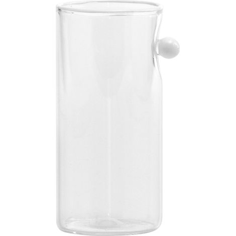 Zafferano Set 4 Tumbler Alti Oyster in Vetro Borosilicato Soffiato a Mano con Perla Bianca Decorativa, Design Moderno e Raffinato, Colore Trasparente
